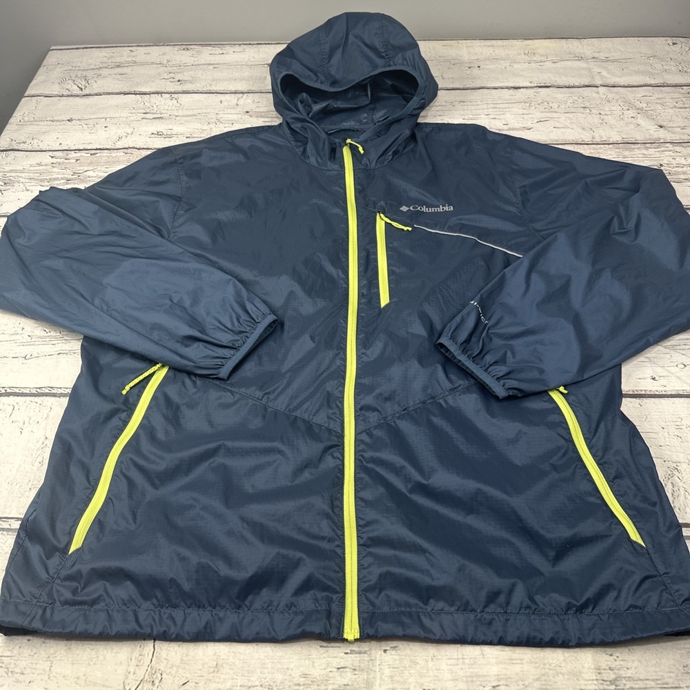 Columbia Jacket Women XL Blue Omni-Wick Evap Ultra Light Packable Windbreaker